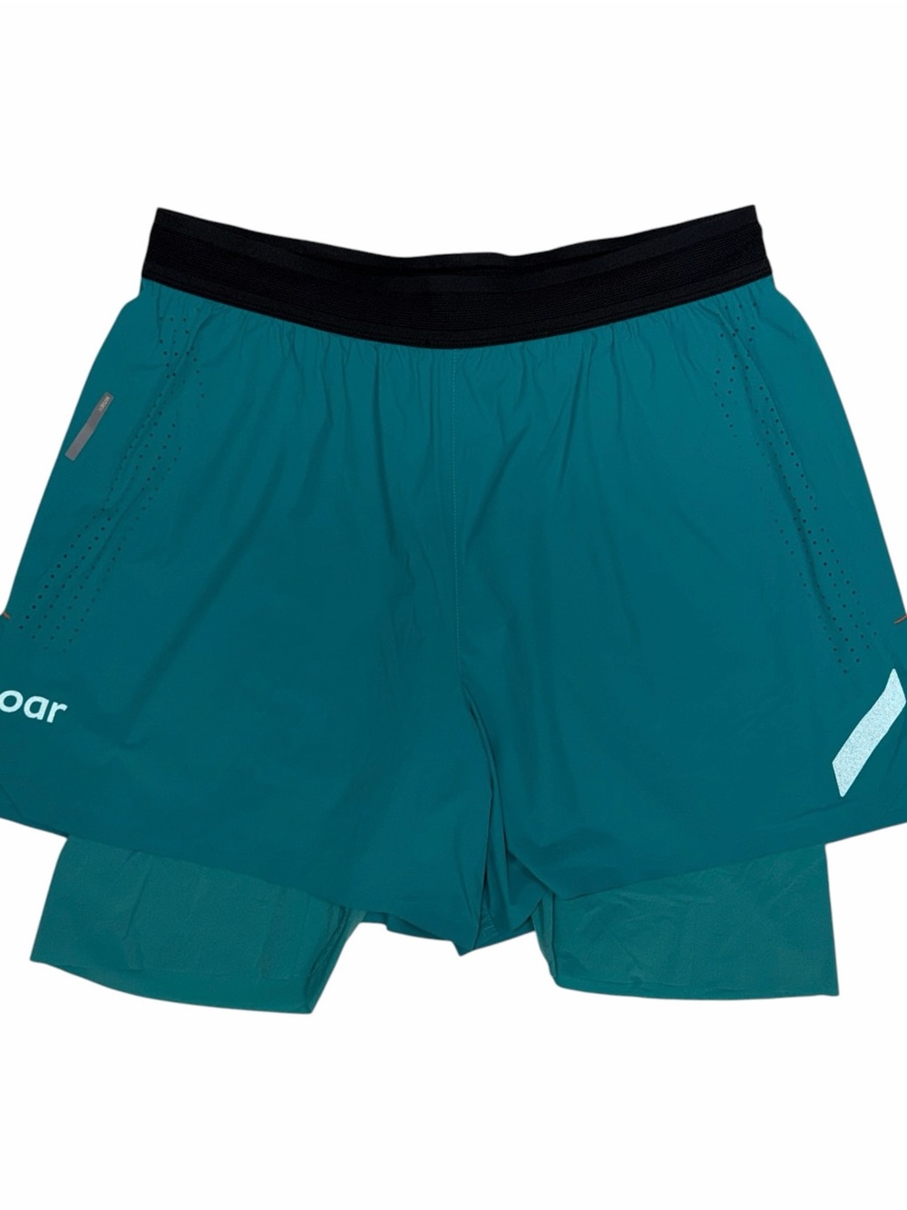 Soar Run Shorts Mens Large Blue Dual Lined Running Performance Lightweight 4.5”